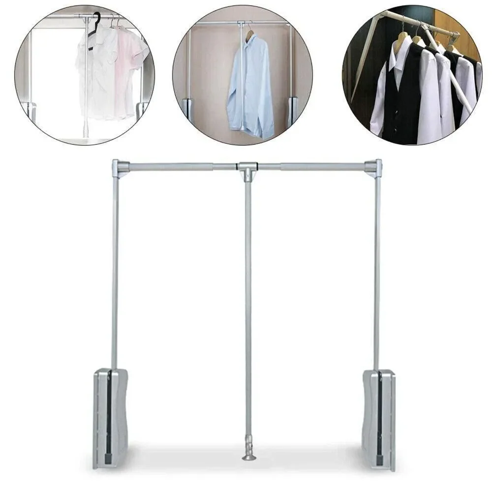 Pull Down Closet Rod, Adjustable 35-47 Inch, Silver